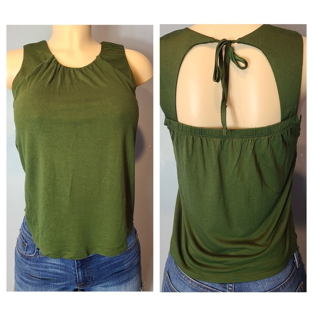 Banana Republic Top Green Tie Back Tank Forest Fairy Women PXXS Comfy Beach Boho